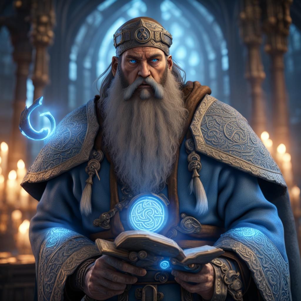 Detailed Dwarf Rune Priest in Temple