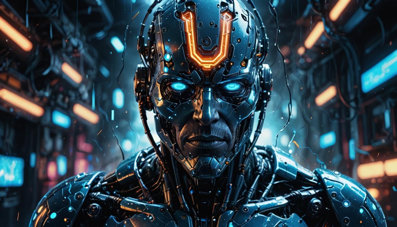 Cyborg Implant Removal: Neon Noir Concept Art