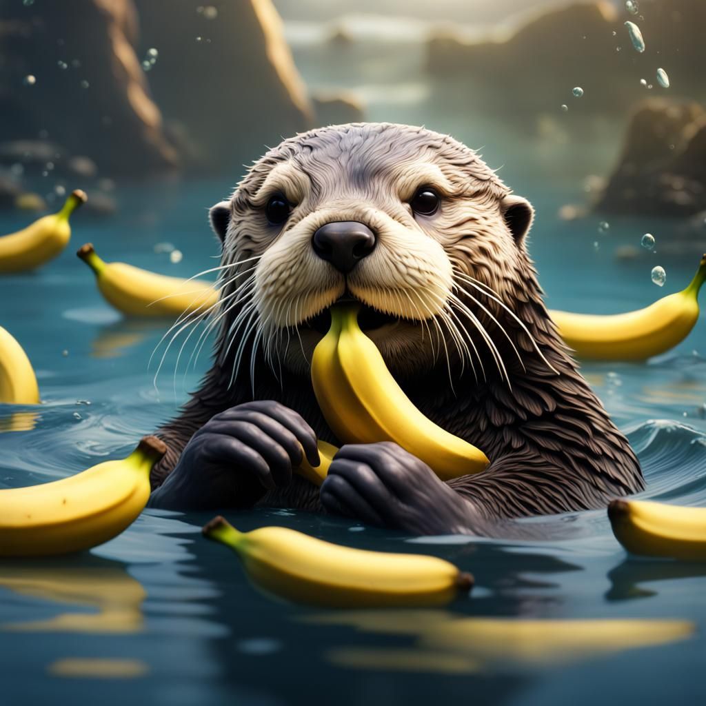 Sea Otter's Banana Feast: A Fantastical Painting