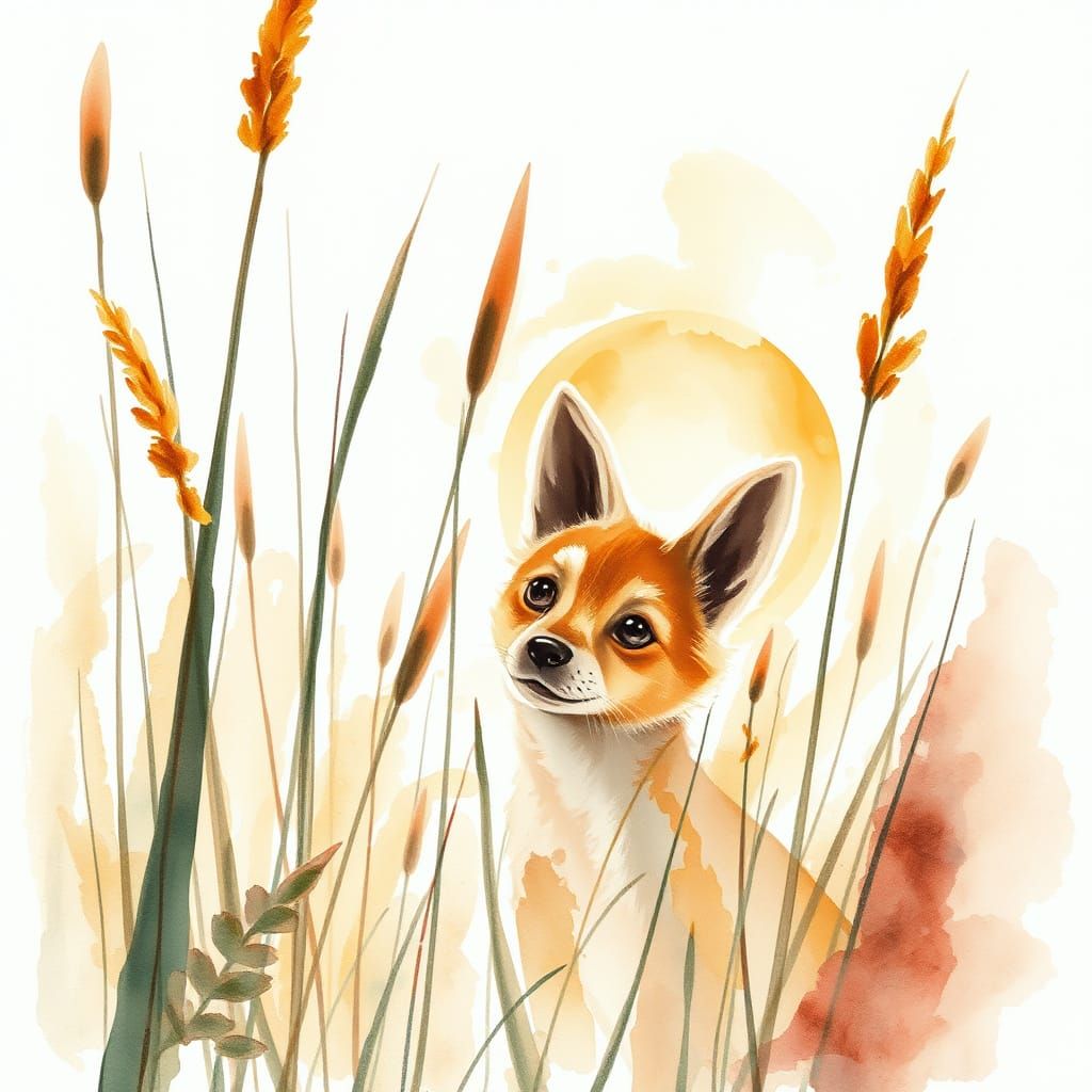 Soft Brown Creature in Amber Sunset, Impressionist Style