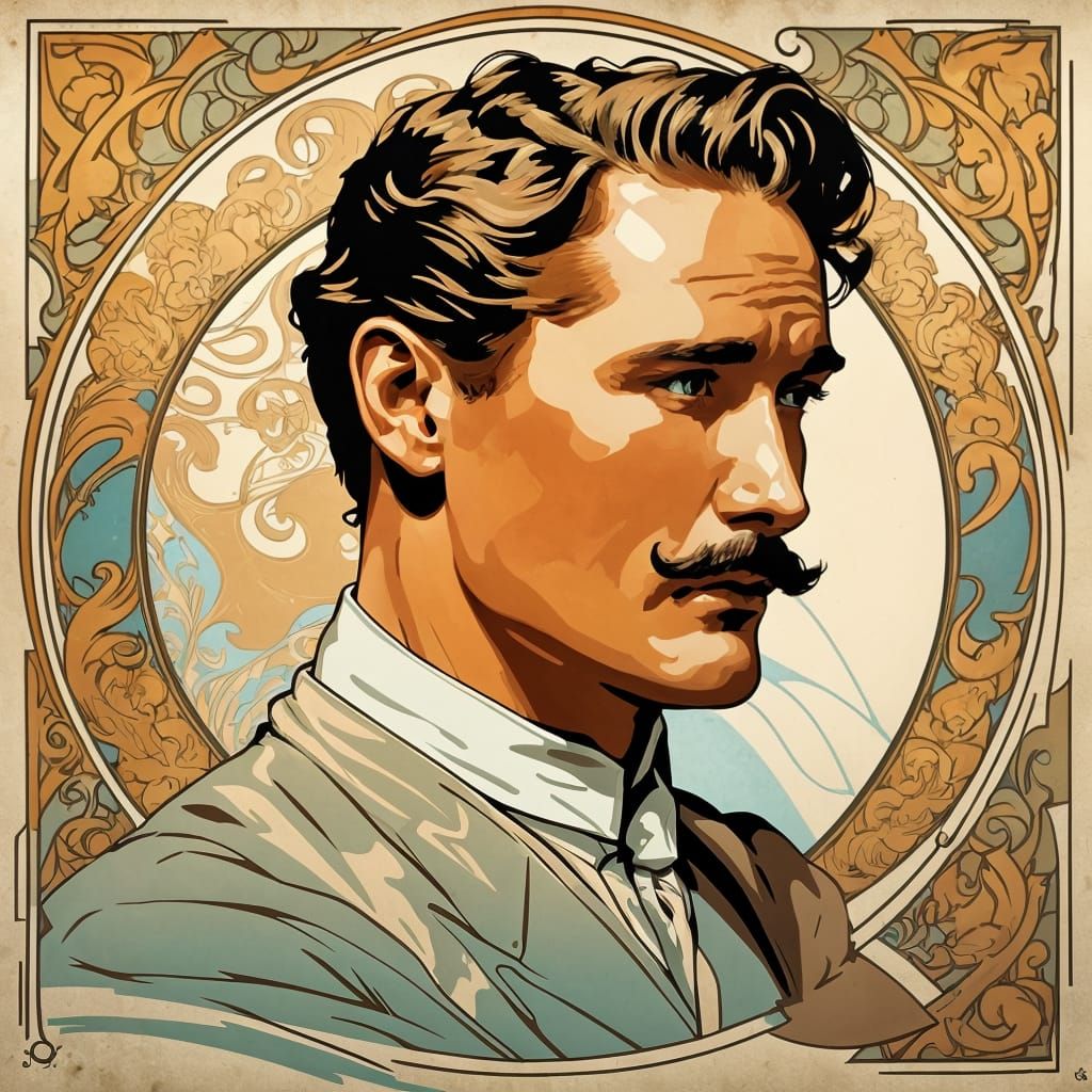 Art Nouveau Portrait of a Handsome Young Man