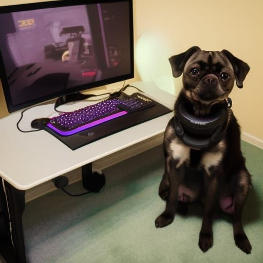 Dog Plays Video Games on Twitch: Professional Photo