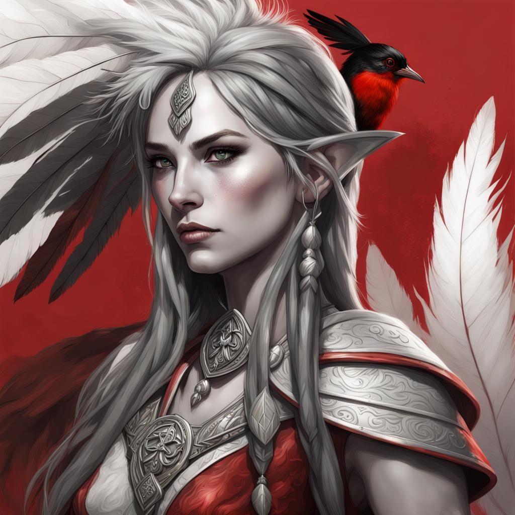 Robin Druidess Half-Elf Portrait in Splash Art Style