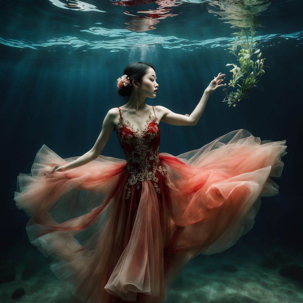 Enchanted World Beauty in Deep Red Gown