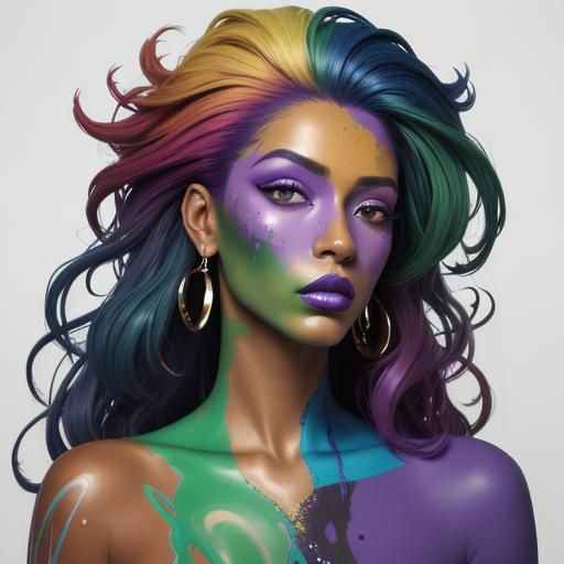 Graffiti Art: Woman with Red Lips in Surreal Style