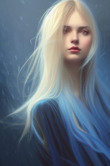 Swedish Girl in Blue Dress: Art Nouveau Portrait