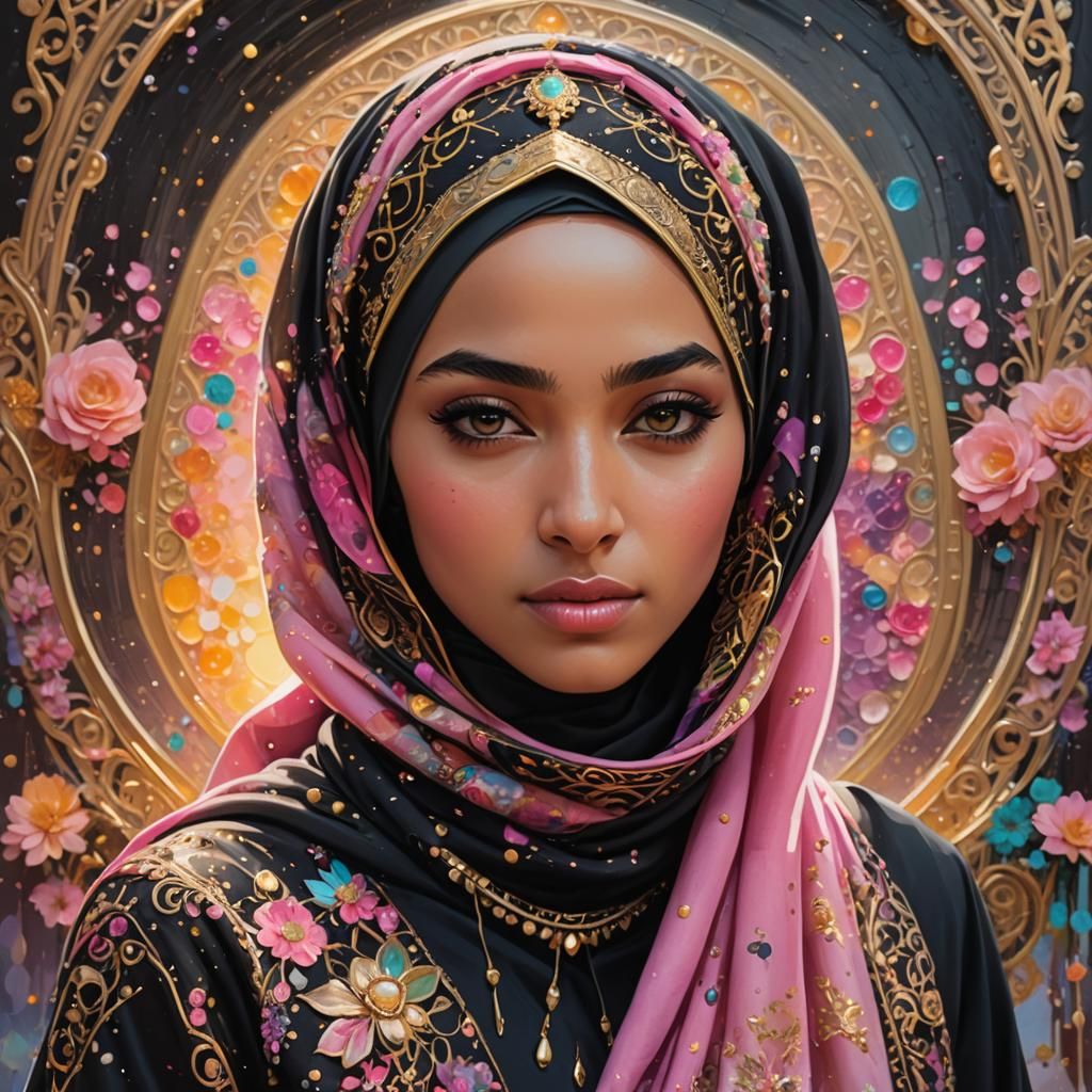 Girl in Hijab and Gown Fantasy Art