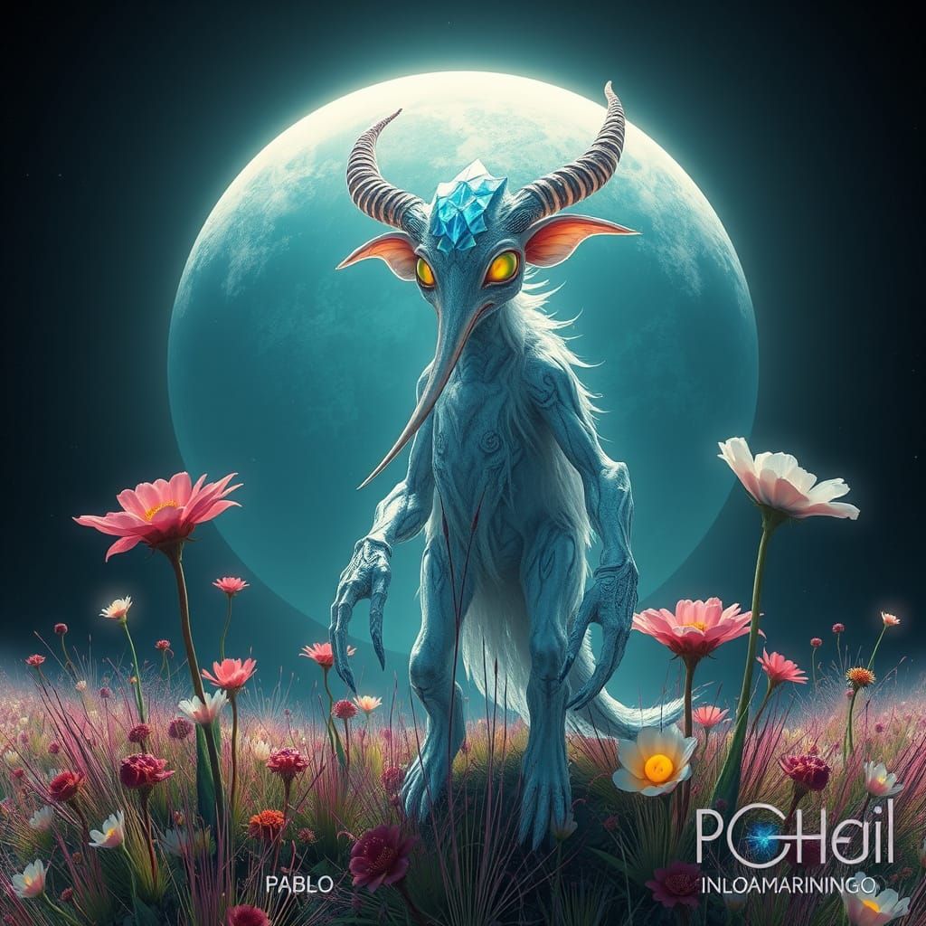 Crystalline Fox on Alien Planet in Holographic Style