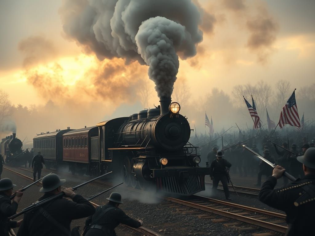 19th Century Steam Train in Civil War Chaos