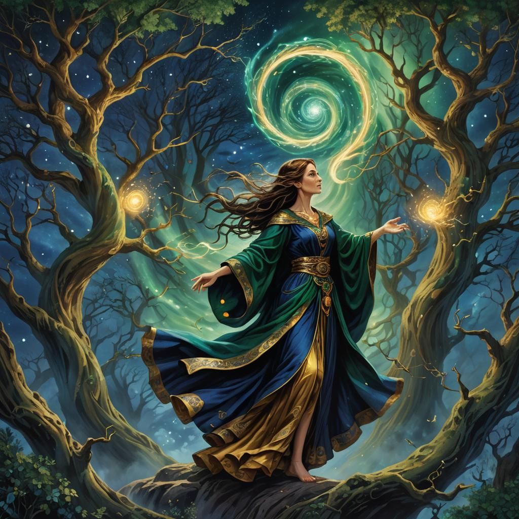 Mystical Sorceress in an Ethereal Landscape