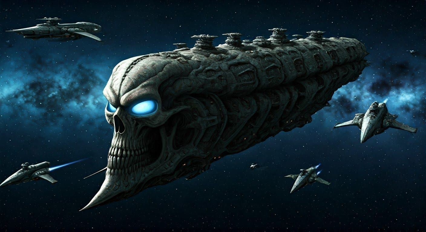Colossal Ominous Spaceship with Organic and Synthetic Compon...
