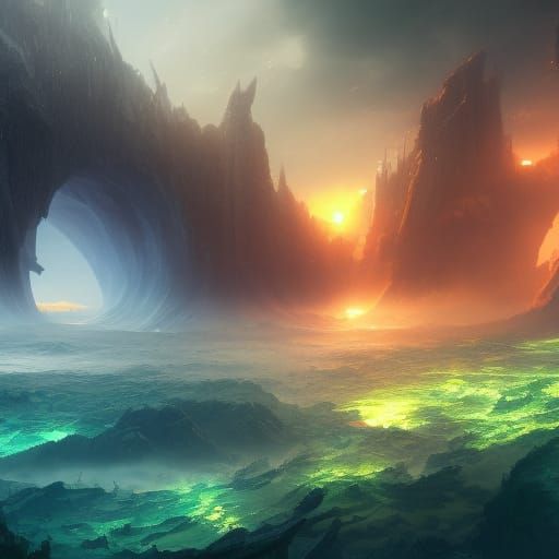 Detailed Star Ocean Matte Painting in Deep Color