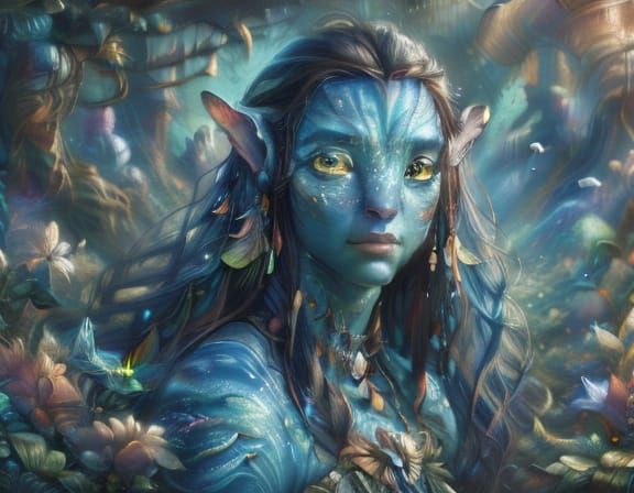 Serene Face Framed by Floral Patterns in Art Nouveau Style