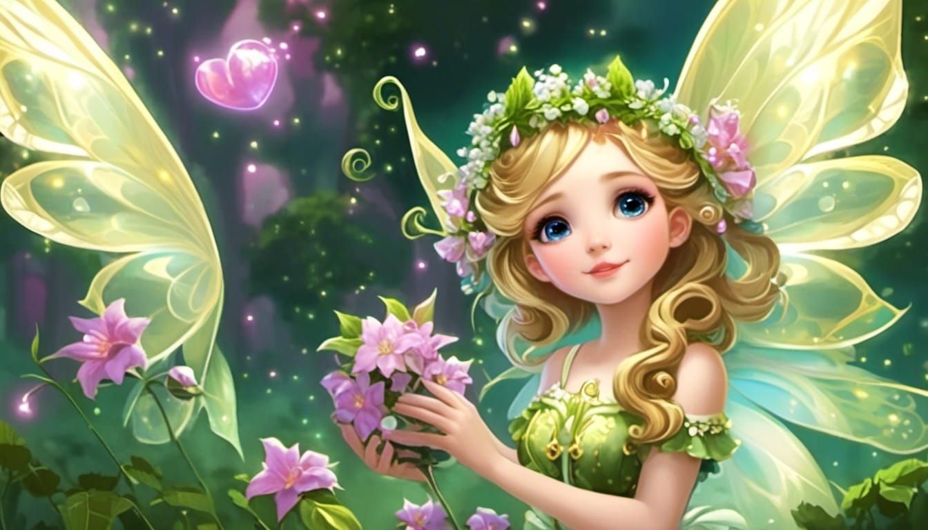 Lumina the Forest Fairy in a Cute Cartoon Style