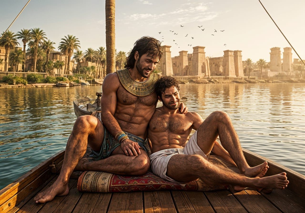 Egyptian Pharaohs Share Intimate Moment on Nile