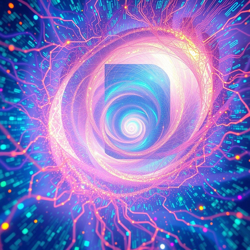 Iridescent Code Vortex: Dreamlike Art and Technology Synergy