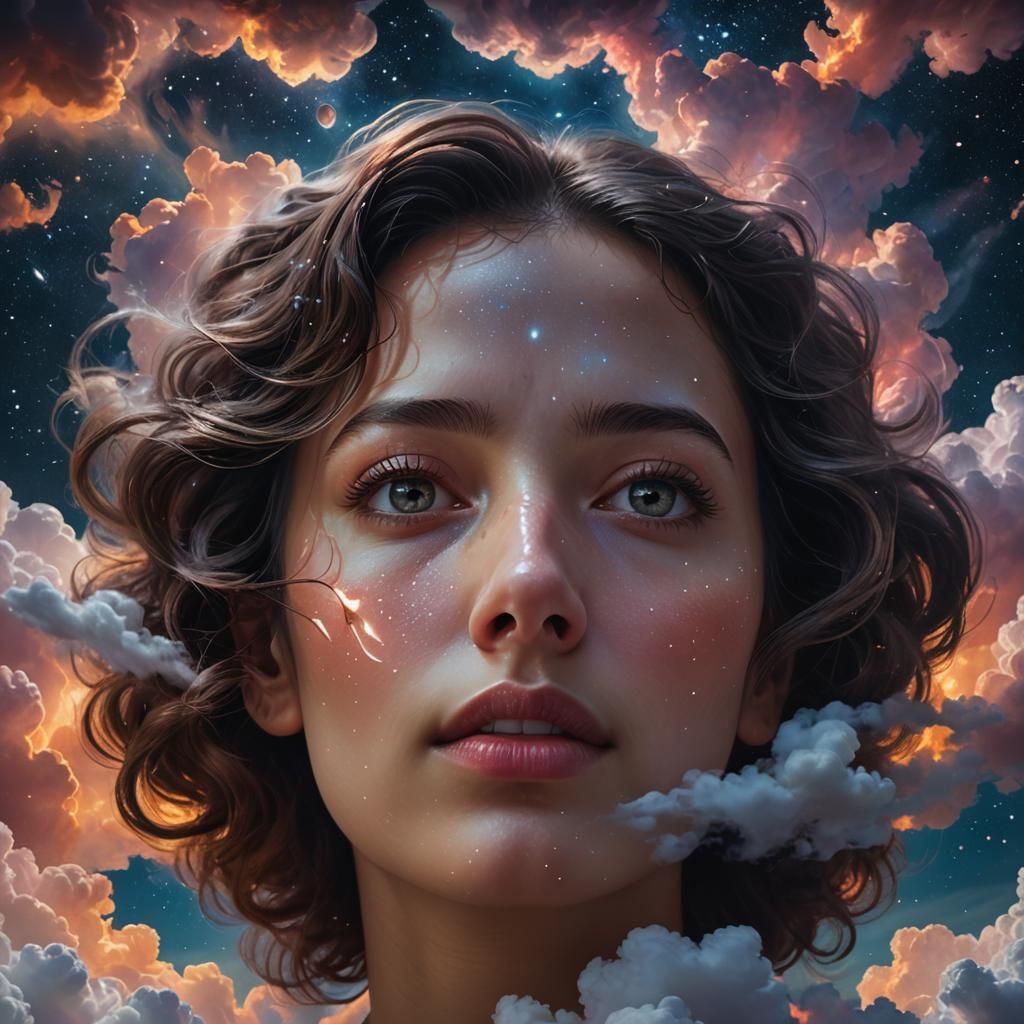 Dreamlike Starry Night Sky Portrait