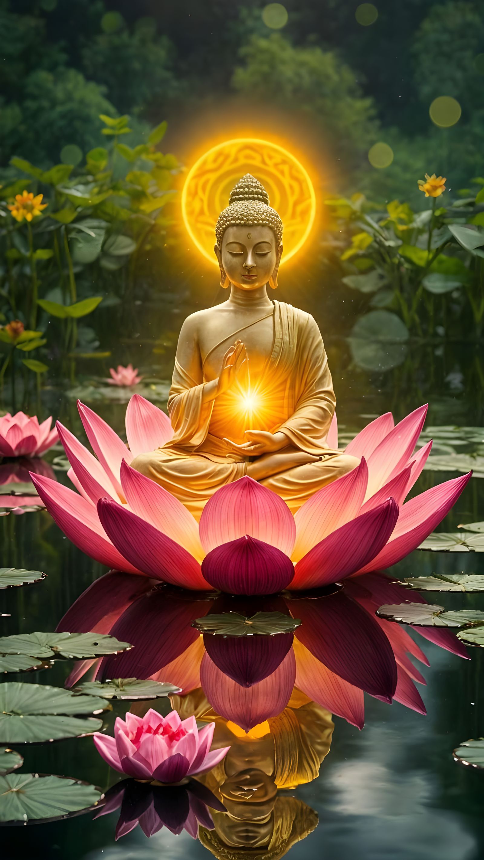 Serene Buddha in Radiant Lotus Bloom