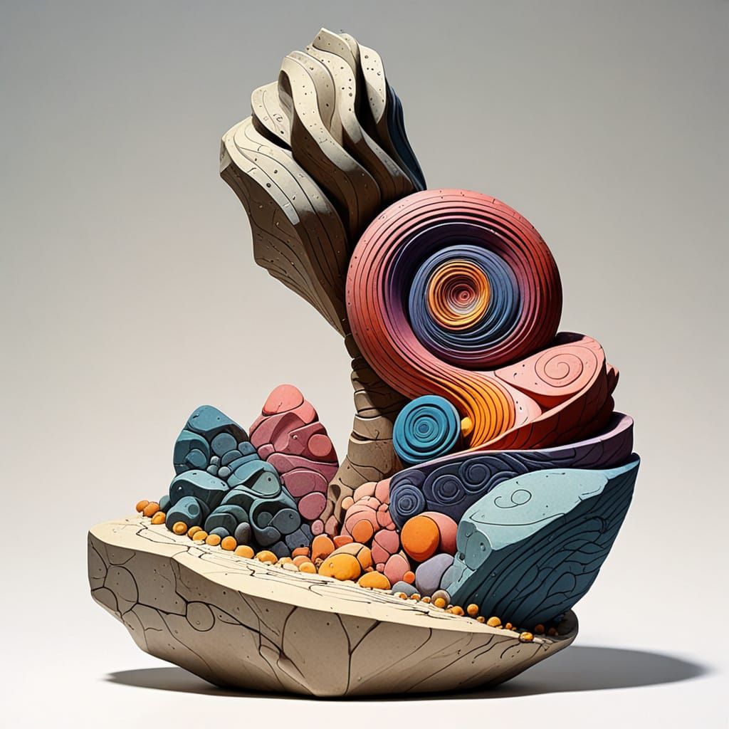 Elegant Abstract Sculpture with Spiraling Forms