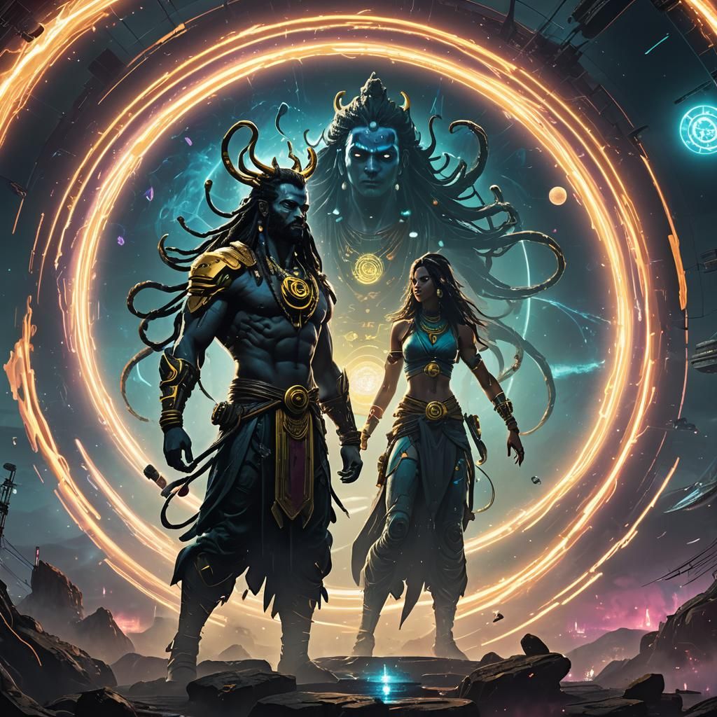 Shiva Creates the Cyberpunk Cosmos: Concept Art