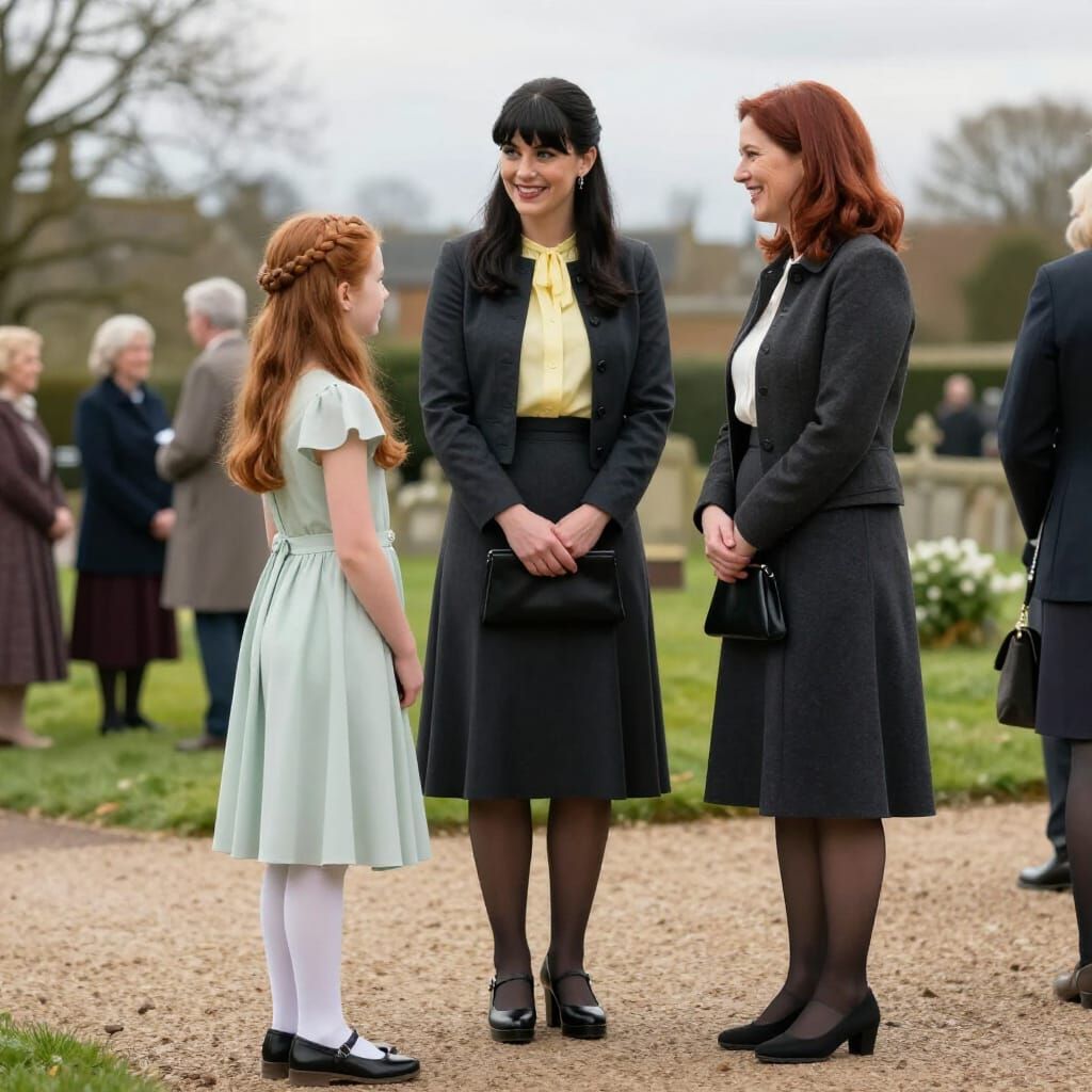 Women and Goddaughter Outside Church Service