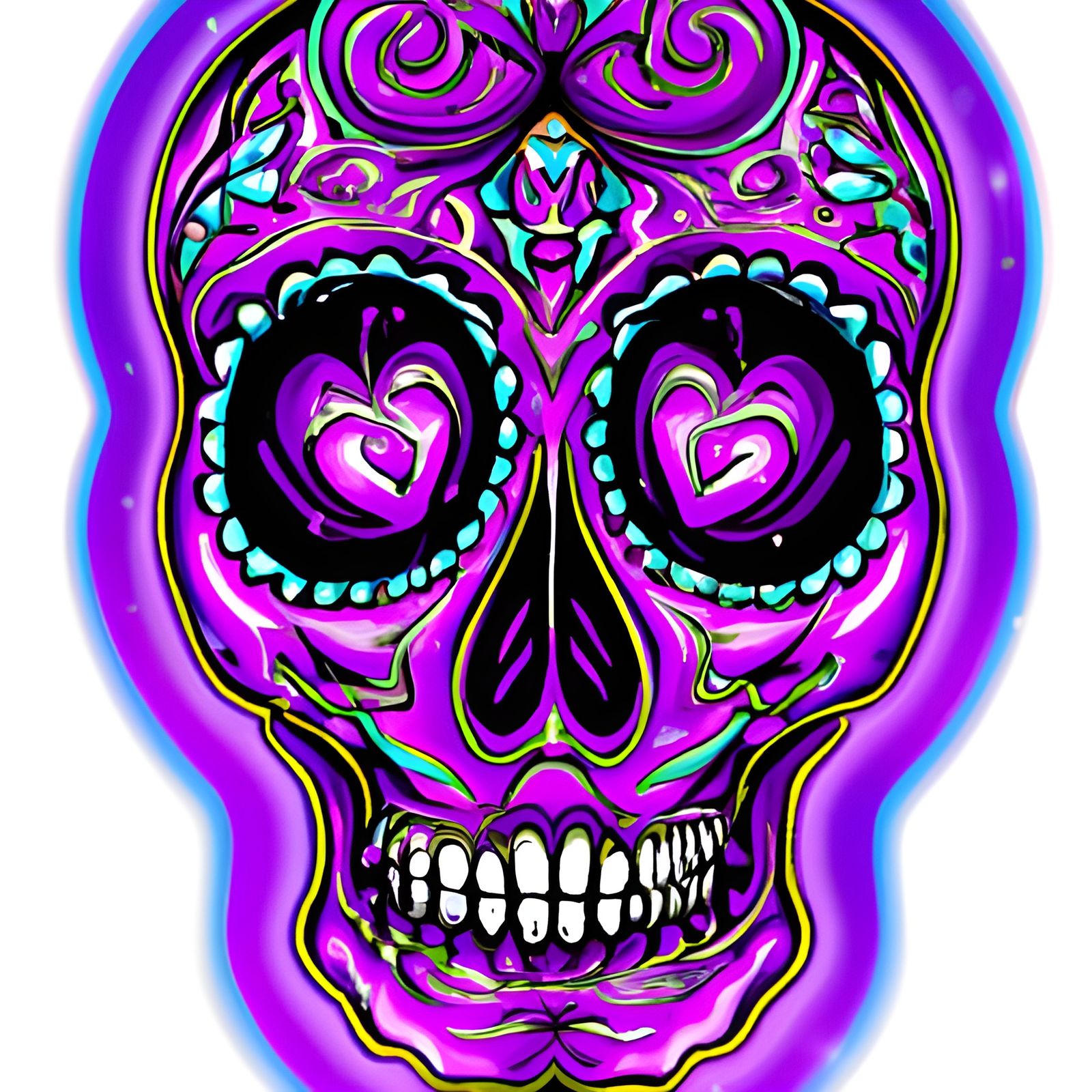 Purple themed sugar skull