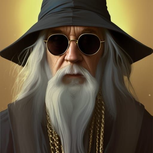 Gandalf as a Rapper: Hyperdetailed Digital Portrait