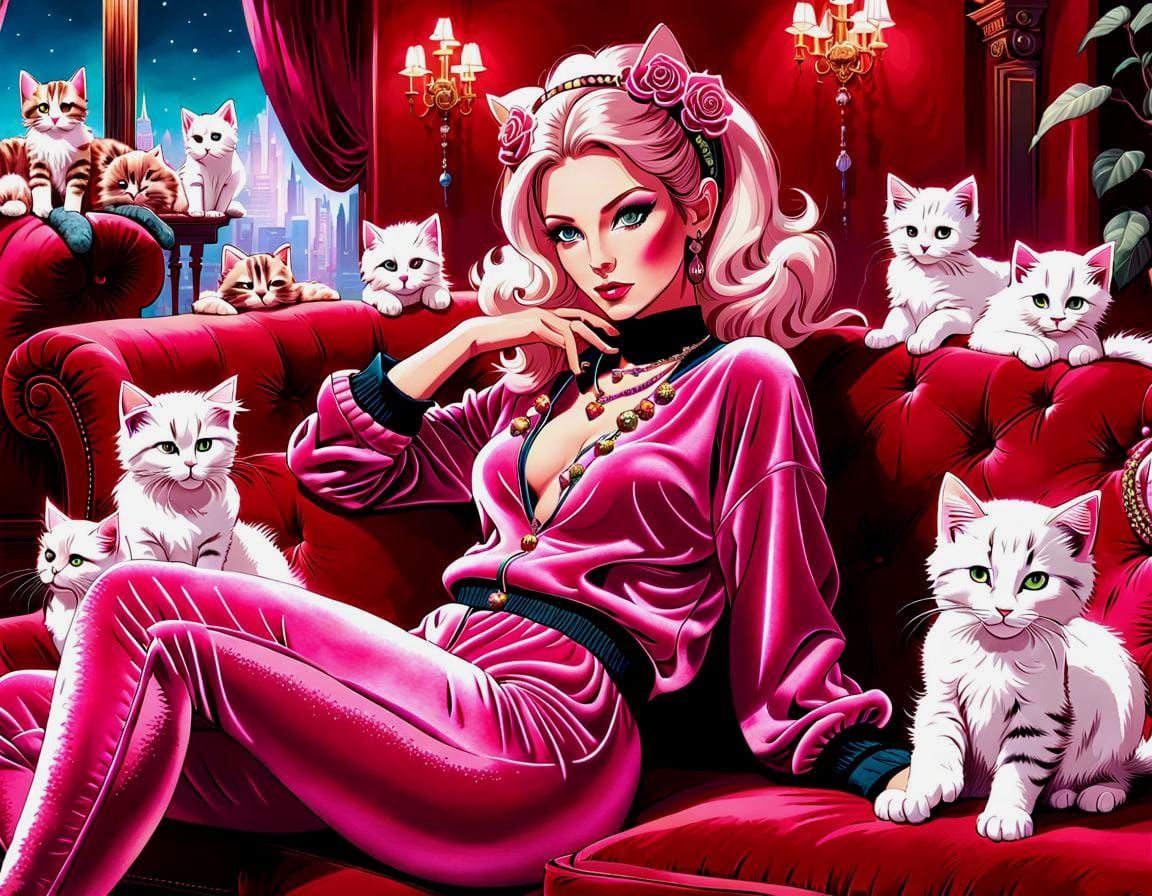 Kitten Sleepover with Enchantress in Post-Impressionism Styl...