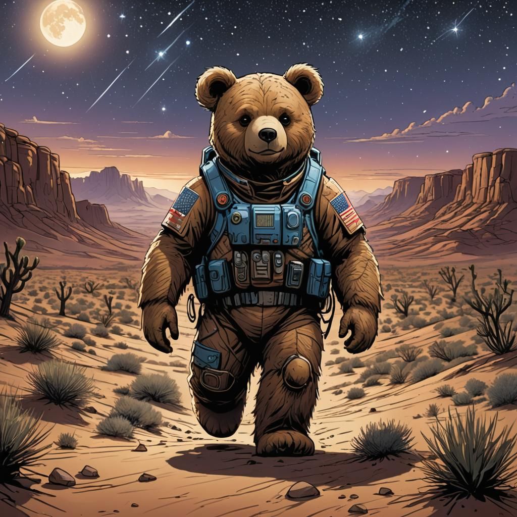 Teddy Bear's Desert Stargazing Adventure: Comic Book Art