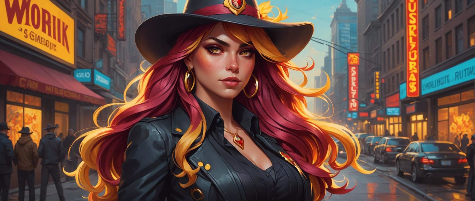 Sunset Shimmer Gangster Portrait in Digital Art Style