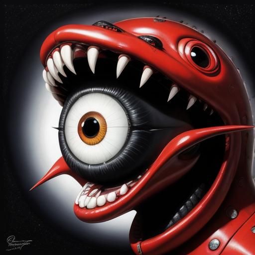 Surreal Portrait with Giant Eyes in Maximalist Style