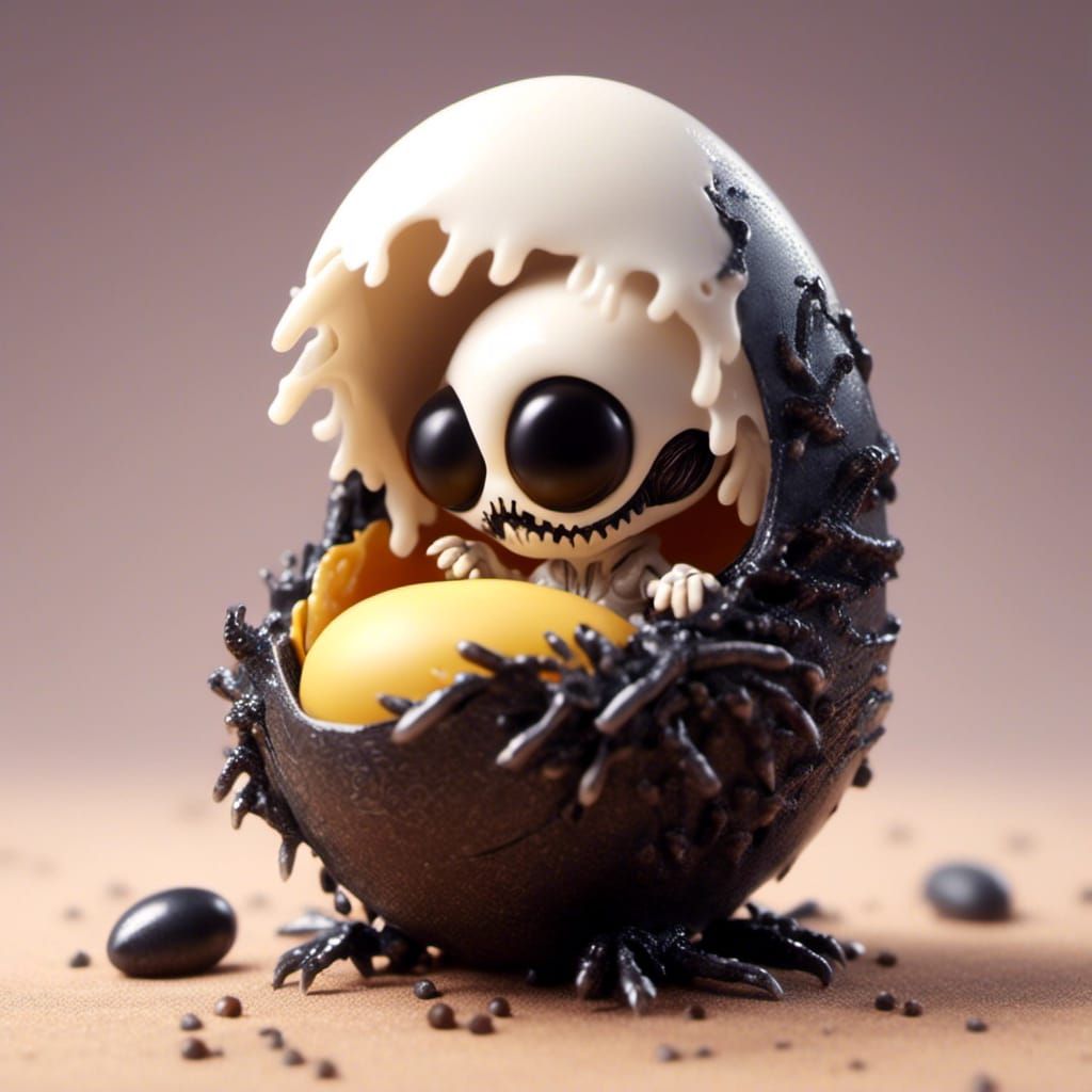Cute Chibi Xenomorph Hatching From Egg