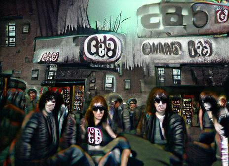 The Ramones at CBGB, New York City, Film Noir Painting