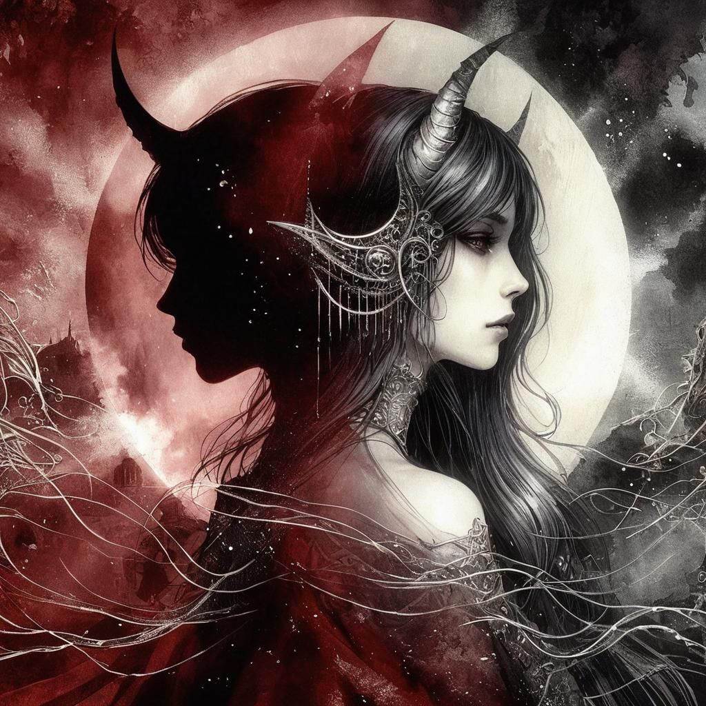 Gothic Heroine in Ruined Castle Hall