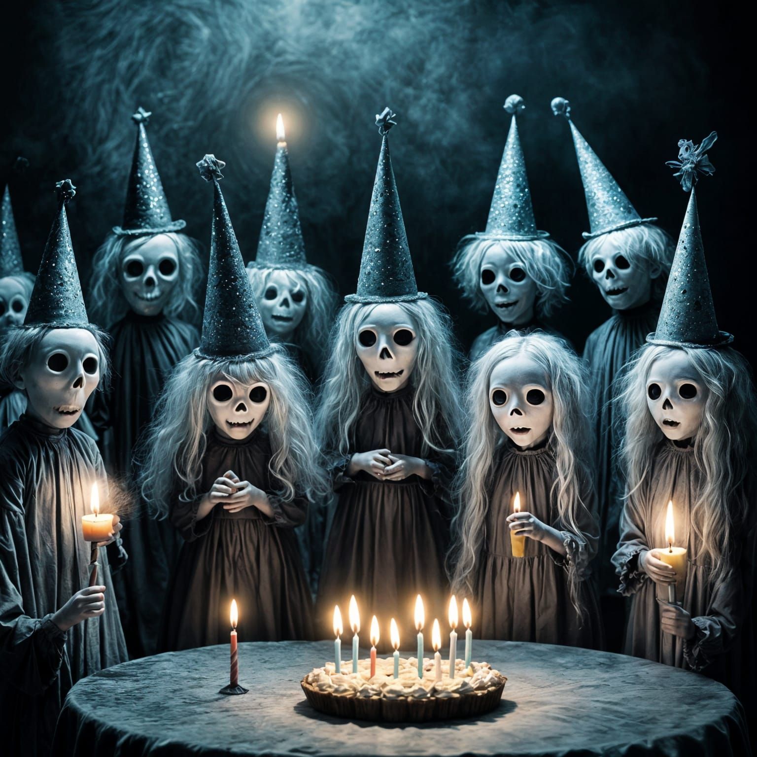 Whimsical Ghosts Celebrate Spooky Birthday in Surreal Style