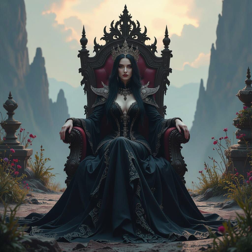 Gothic Queen on Mystical Throne: Matte Painting