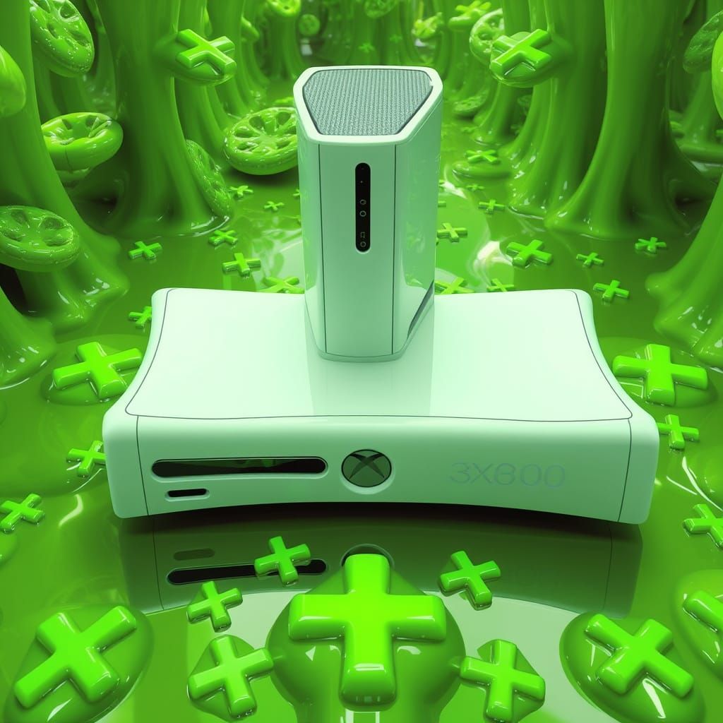 Xbox 360 in 90s Fractal Art Style