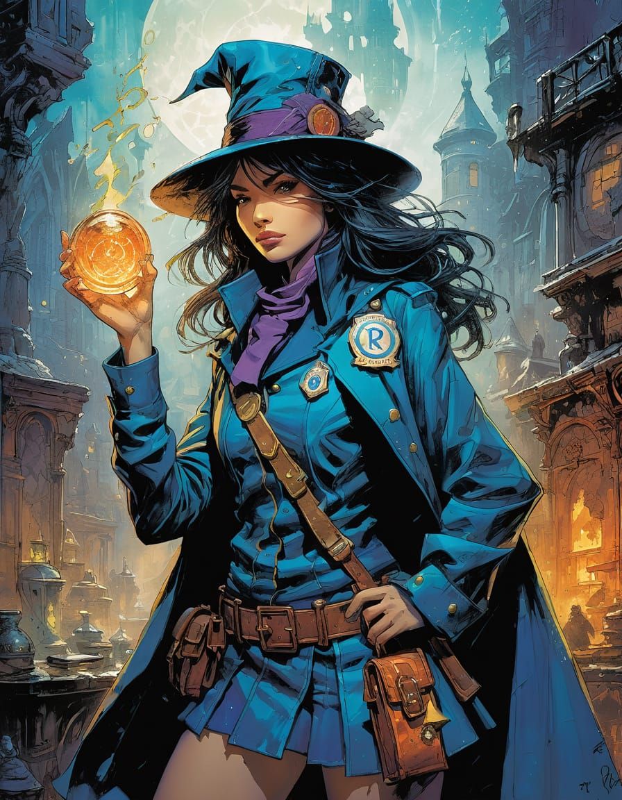 Young Sorceress Potion Taster in Detailed Abstract Style