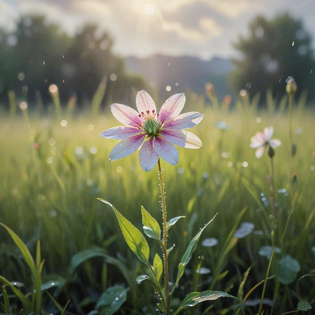 Impressionist Flower Field in Watercolor Style