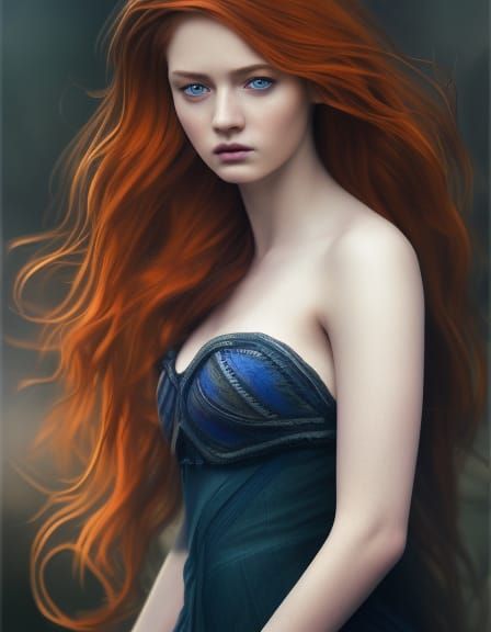 Witch with wavy red hair 8