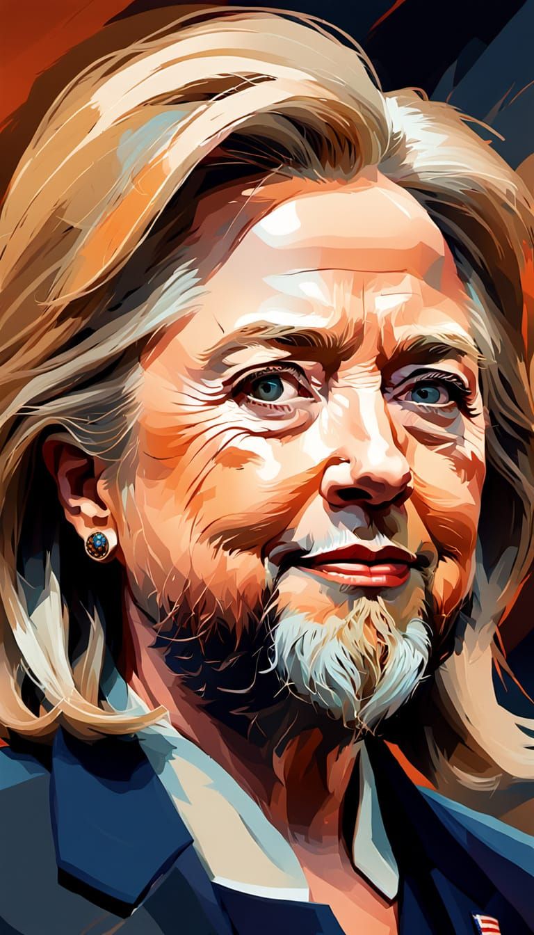 Hillary Clinton with Bushy Beard Concept Art