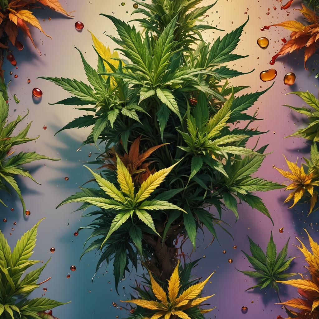 Hyperrealistic Cannabis Plantation in Splash Art Style
