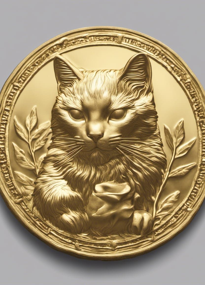 Housecat Catnip Laurel Gold Coin Bas Relief