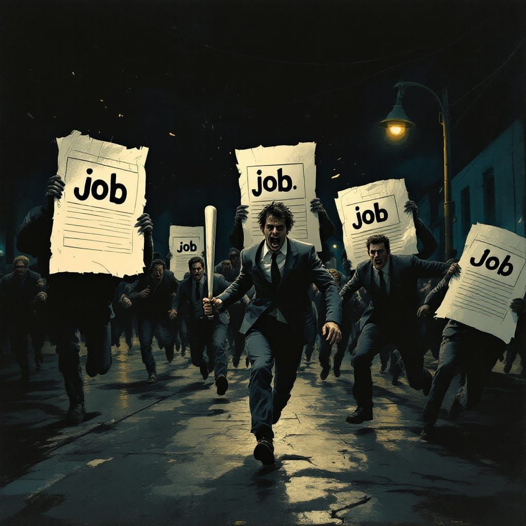 Nightmare Chase: People Flee Monstrous Job Applications