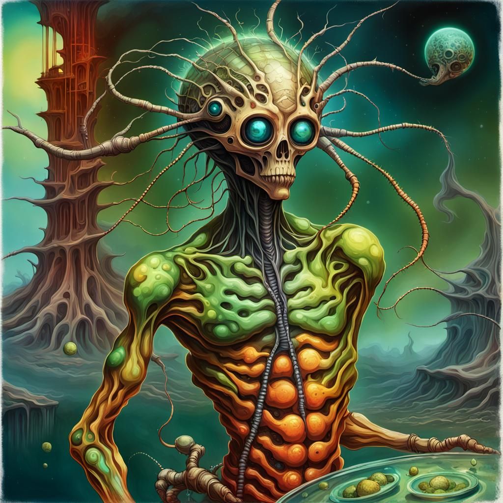 Alien Mud Vortex Civilization in Retropunk Style