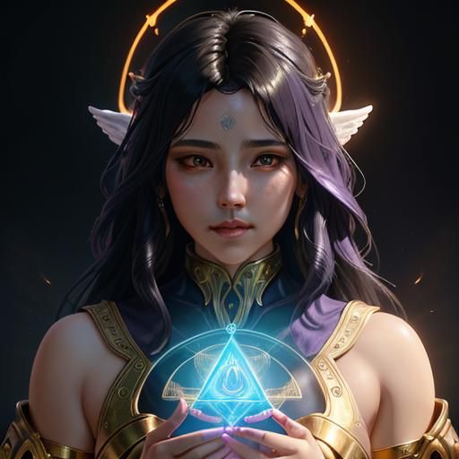 Angelic Portrait with Sacred Geometry and Magic
