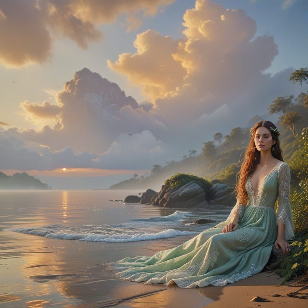 Ethereal Goddess in Lush Paradise