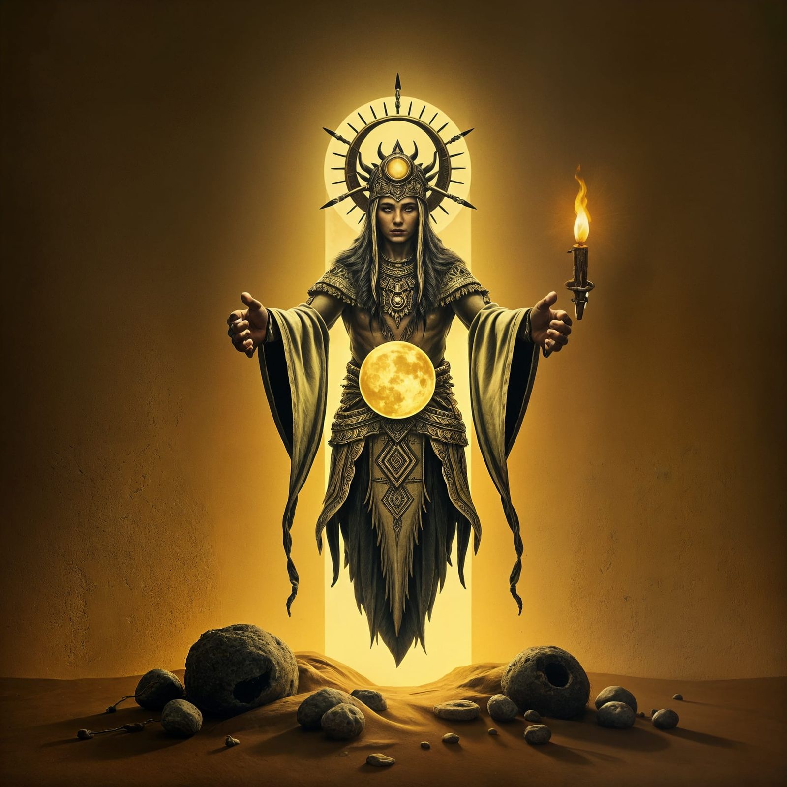 Mystical Shamanic Figure in Ethereal Light