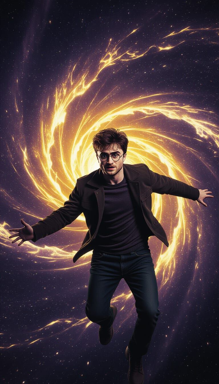 Astronaut in Starry Twister, Art Nouveau Style