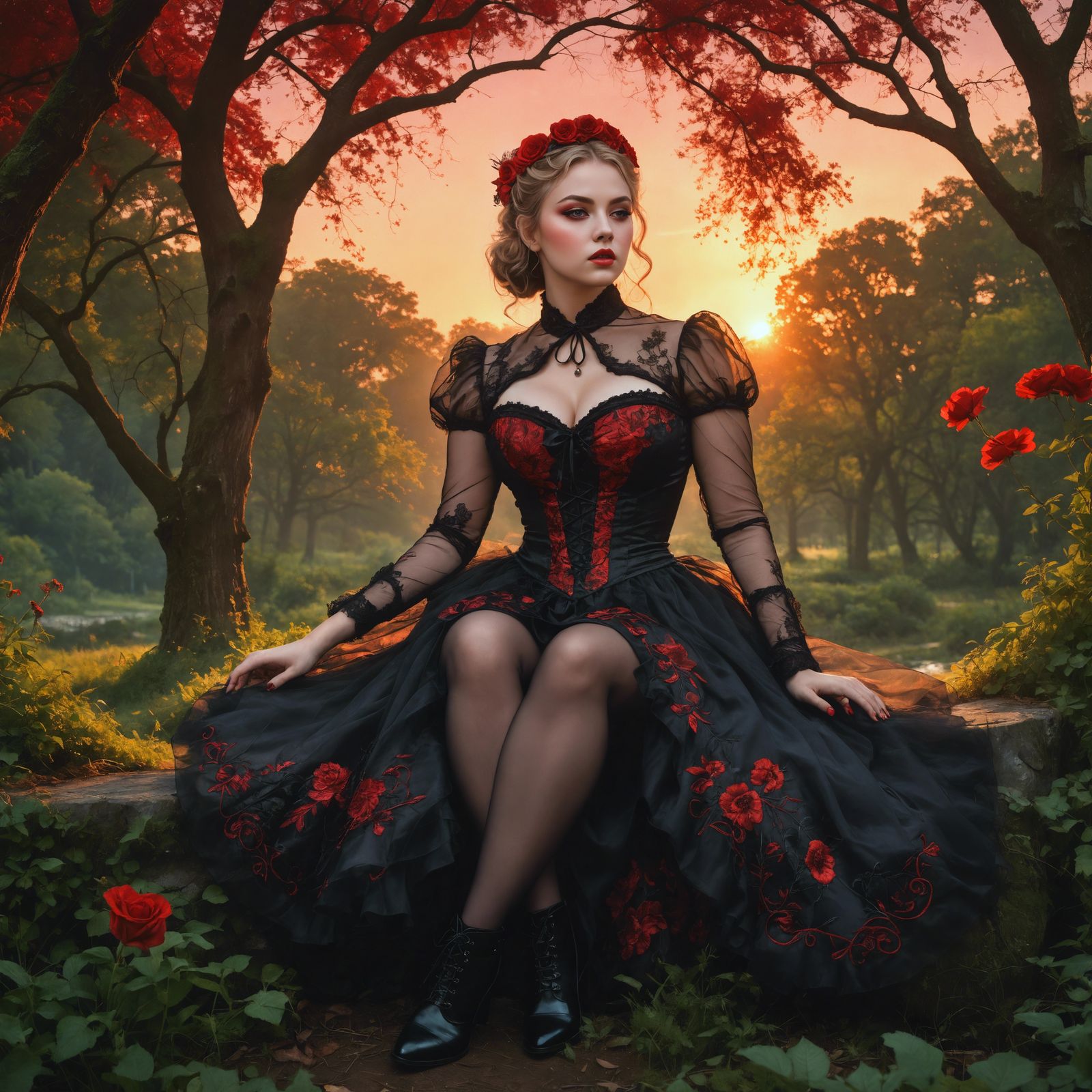 Victorian Street Fashion in Hyperrealistic Poster Art